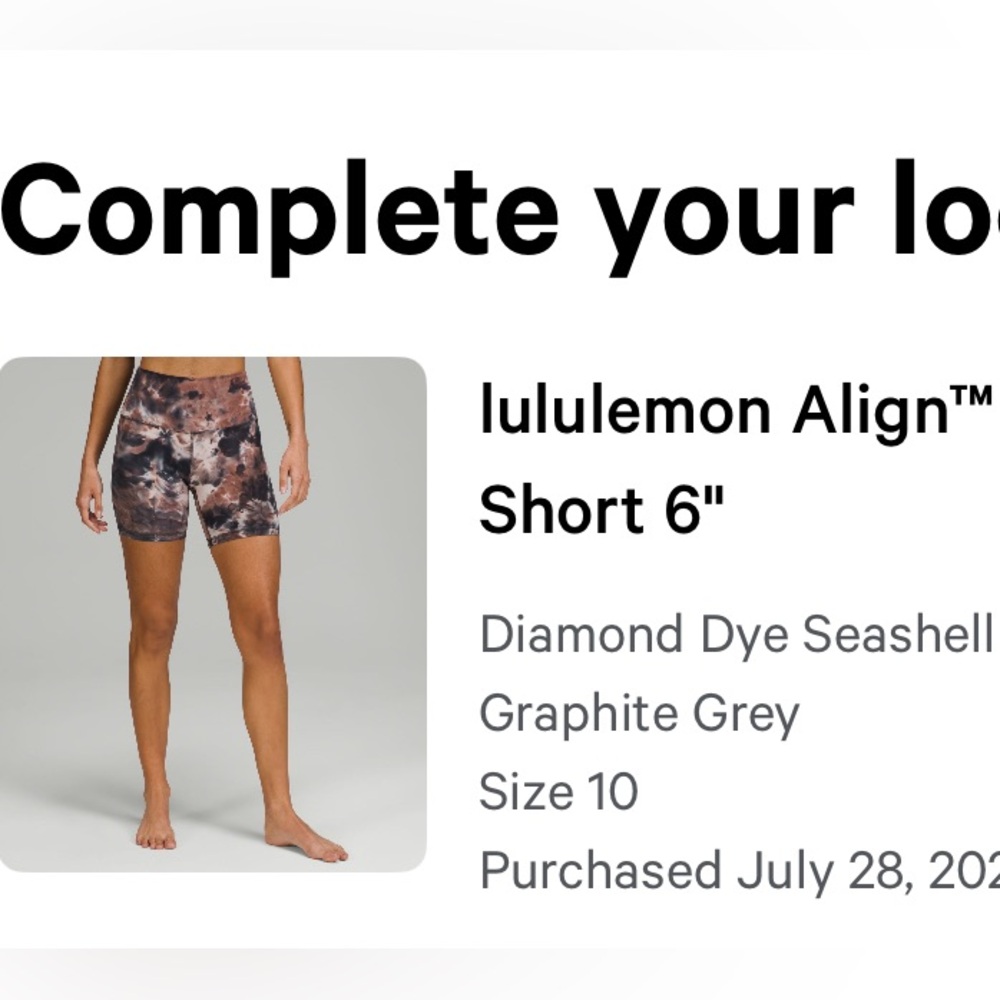 lululemon athletica Align Short 6" in Diamond Dye Seashell and Graphite Grey